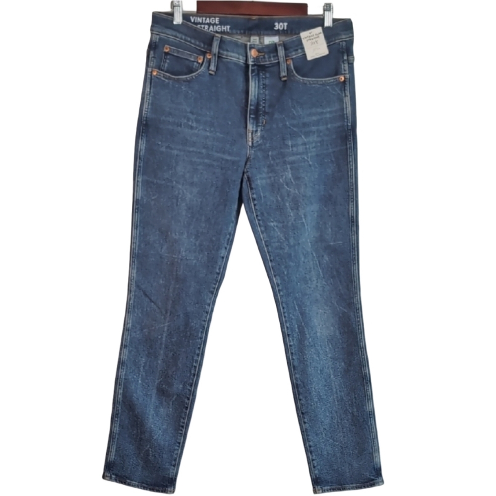 J Crew Women's 30 Blue Slim Straight Leg Cotton Stretch Denim Jeans